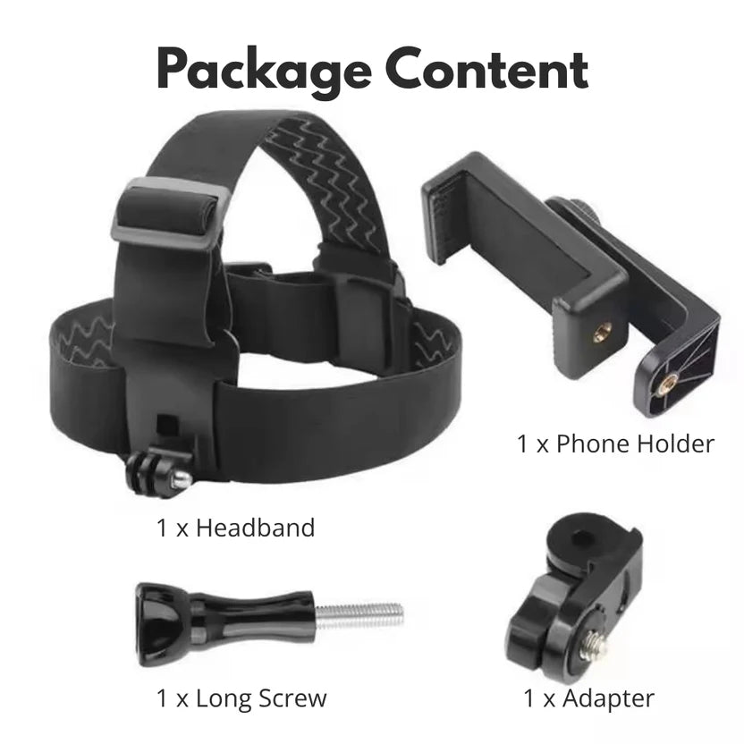 Adjustable Head Mount Phone Holder for POV Recording & Live Streaming